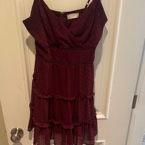 Altar’d State Burgundy Ruffle Mini Dress